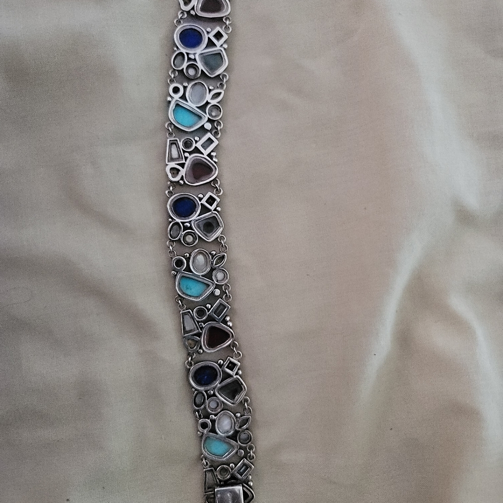 Multi Gem Sterling Silver Braclet - image 2